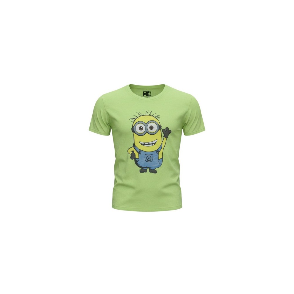 Despicable Me Graphic T-Shirt Mens Medium Lime Green Minion Waving Short Sleeve